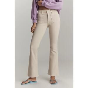 MOTHER The Patch Pocket Weekender High-Rise Flare Jeans Wacky Khaki Sz 26